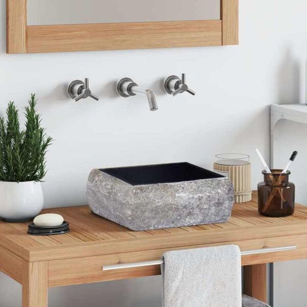 vidaXL h&aring;ndvask 30x30x13 cm marmor sort