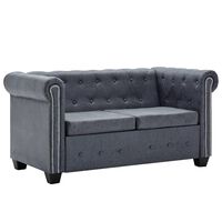 vidaXL 2-personers Chesterfield-sofa imiteret ruskind grå