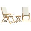 vidaXL bistrostole 3 stk. foldbare med cremehvide hynder bambus
