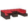 vidaXL Havesofa S&aelig;t 11 stk. Brun og R&oslash;d polyrattan