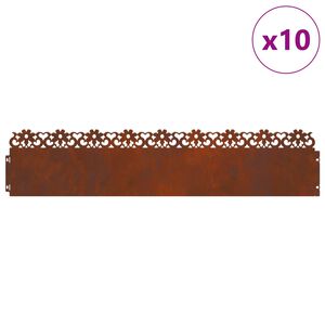 vidaXL Pl&aelig;nekanter 10 stk. 103 x 0,05 x 22 cm Cortenst&aring;l Rusten