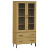 vidaXL bogskab med metalben OSLO 85x35x172,5 cm massivt tr&aelig; brun