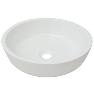 vidaXL h&aring;ndvask rund keramik 42x12 cm hvid