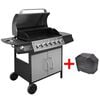 vidaXL gasgrill 6 + 1 grillzoner sort og s&oslash;lvfarvet