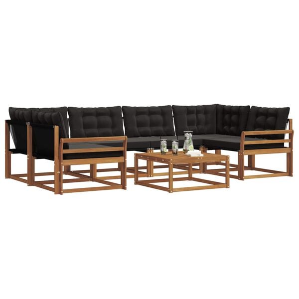 vidaXL Udend&oslash;rs sofagruppe med pude 7 pcs Naturlig og sort