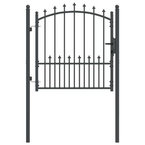 vidaXL Hegnsportal med pigge EMMEN 100 x 100 cm Pulverlakeret St&aring;l Gr&aring;