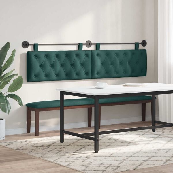 vidaXL H&aelig;ngende Hovedgavl V&aelig;gmonteret M&oslash;rkegr&oslash;n 210 x 55 x 7 cm Stof