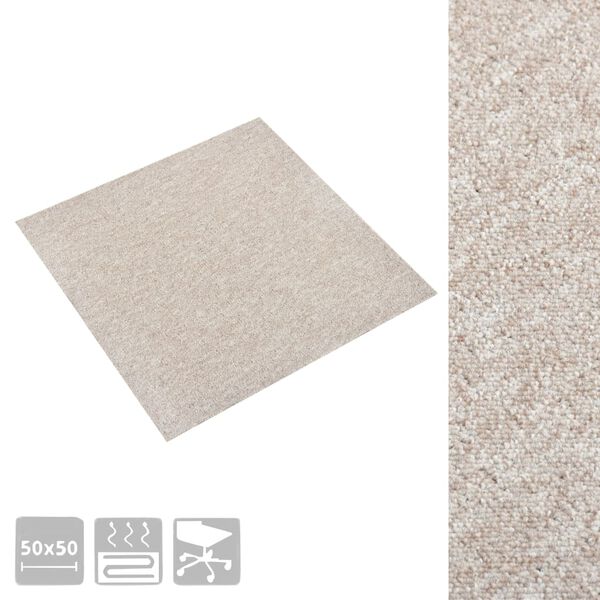 vidaXL tæppefliser 20 stk. 5 m² 50x50 cm lys beige