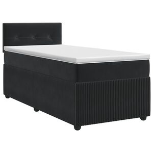 vidaXL Boxmadras med topmadras med hovedg&aelig;rde Sort 80 x 200 cm Fl&oslash;jl