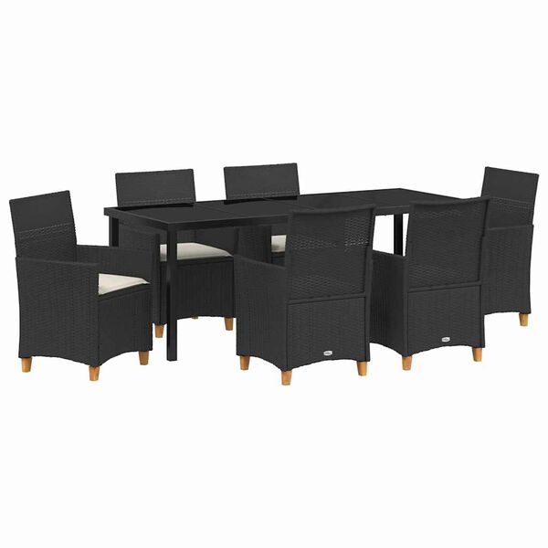 vidaXL Have Spisebordss&aelig;t 7 pcs Sort polyrattan
