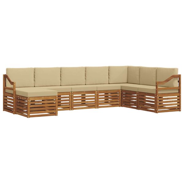 vidaXL Sektionalsofa s&aelig;t 8 pcs Naturlig og Beige Massivt Akacietr&aelig;