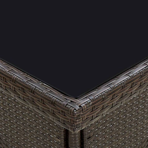 vidaXL havebord polyrattan og glas brun