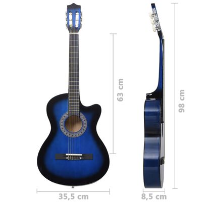 vidaXL klassisk western cutaway-guitar med 6 strenge 38" blå