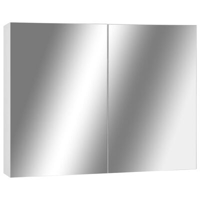 vidaXL badeværelsesskab med spejl + LED 80x15x60 cm MDF hvid