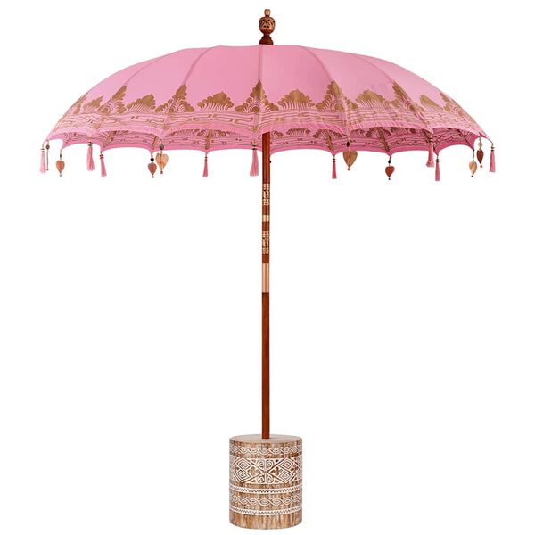 vidaXL Balinesisk parasol med base Lyser&oslash;d 215 x 215 x 260 cm
