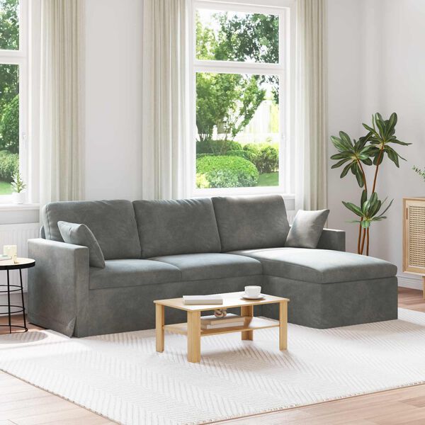 vidaXL Sofa M&oslash;rkegr&aring; 198 x 134 x 80 cm Fl&oslash;jl