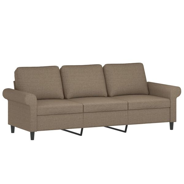 vidaXL 3-personers sofa med fodskammel 180 cm stof Gr&aring;brun
