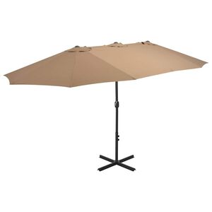 vidaXL parasol 460x270 cm aluminiumsstang gr&aring;brun