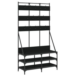 vidaXL t&oslash;jstativ med skoopbevaring 100x40x184 cm sort