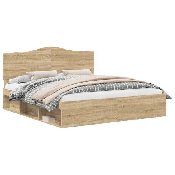 vidaXL Sengestel med hovedg&aelig;rde Sonoma 180 x 200 cm Massiv fyrretr&aelig;