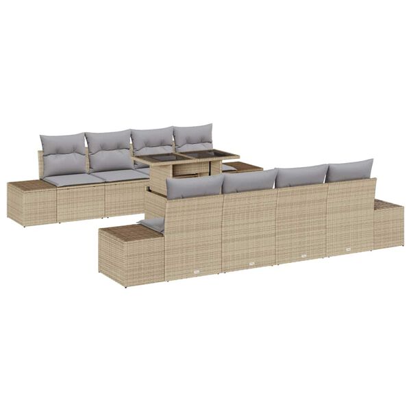 vidaXL Sofa S&aelig;t med pude 7 pcs Beige og lys gr&aring; polyrattan