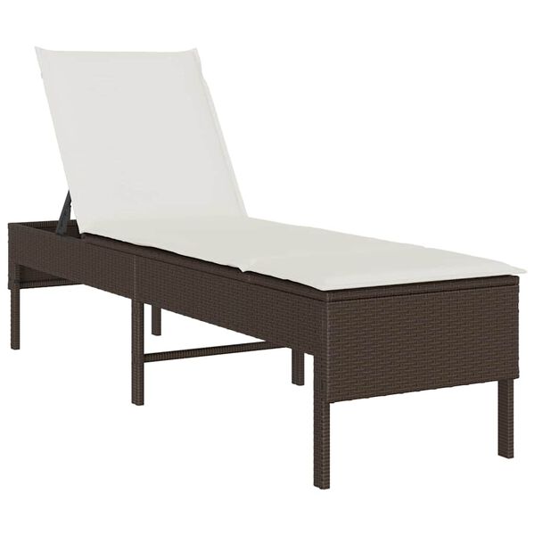 vidaXL liggestol med hynde 55x200x44 cm polyrattan brun