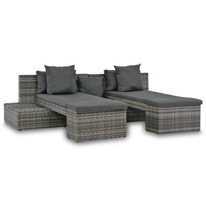 vidaXL havelounges&aelig;t 4 dele med hynder polyrattan gr&aring;