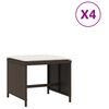 vidaXL haveskamler 4 stk. med hynder 40x40x35 cm polyrattan brun