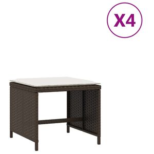 vidaXL haveskamler 4 stk. med hynder 40x40x35 cm polyrattan brun