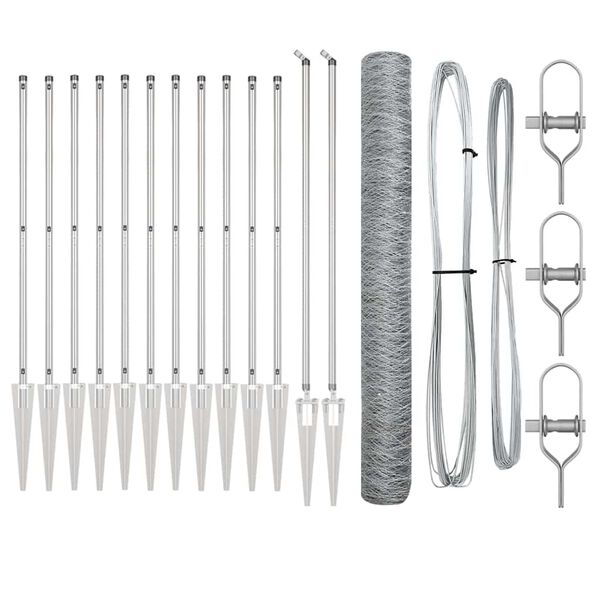 vidaXL Hegnsp&aelig;l S&oslash;lv 25 x 1,4 m (50 mm net) St&aring;l