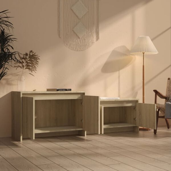 vidaXL tv-bord 146,5x35x50 cm konstrueret tr&aelig; sonoma-eg