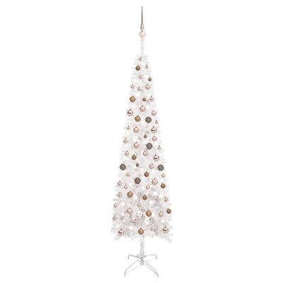 vidaXL smalt juletræ med lys og kuglesæt 240 cm hvid