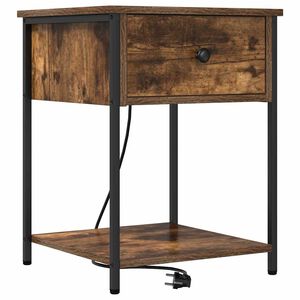 vidaXL Natskab med skuffe R&oslash;get eg 42 x 41 x 56 cm Konstrueret tr&aelig;