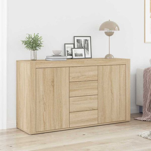vidaXL Sideboard med skuffe Sonoma eg 120 x 36 x 69 cm Konstrueret træ