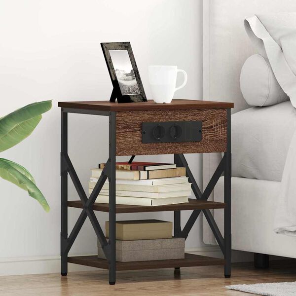 vidaXL Natskab med hylde 2 pcs Brun eg 41 x 31 x 51 cm Konstrueret tr&aelig;