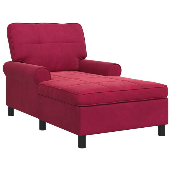 vidaXL Chaise Lounge med pude Vinr&oslash;d 91 x 157 x 91 cm Fl&oslash;jl