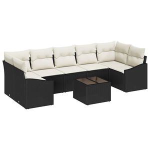 vidaXL Sofa S&aelig;t 8 stk. Sort og Cream polyrattan