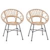vidaXL Spisestuestol 2 stk. Rattan og Jern Naturfarvet 54 x 65 x 82 cm