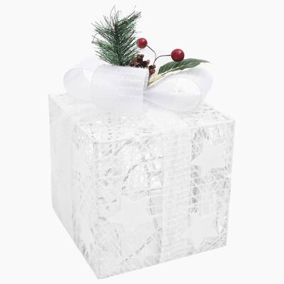 vidaXL dekorative julegaveæsker 3 stk. udendørs/indendørs hvid