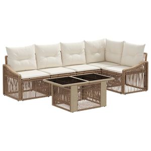 vidaXL Havesofa S&aelig;t 6 stk. Beige og cremehvid polyrattan
