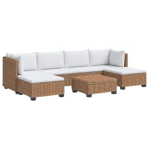 vidaXL 7 stk. Rattan Lounges&aelig;t med Puder GENDT Naturlig rattan