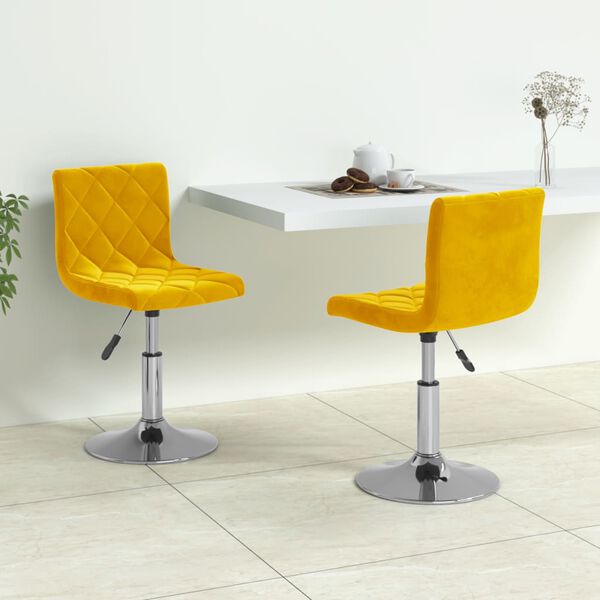 vidaXL drejelige spisebordsstole 2 stk. fl&oslash;jl sennepsgul