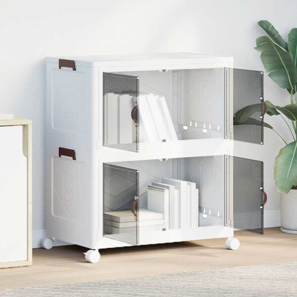 vidaXL Stabelbar opbevaringskasse med hjul 2-etagers 75 L 64x40x76 cm