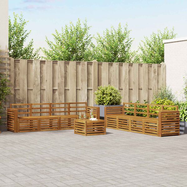 vidaXL Sofas&aelig;t 9 pcs Naturfarvet Massivt Akacietr&aelig;