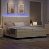 vidaXL LED Box Spring Bed med madras Creme 200 x 200 cm Stof