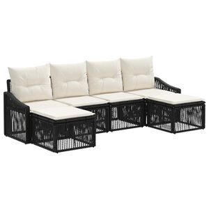 vidaXL Havesofa S&aelig;t 6 stk. Sort polyrattan