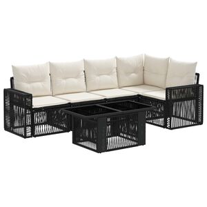 vidaXL Havesofa S&aelig;t 6 stk. Sort og Cremehvid polyrattan