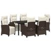 vidaXL Have Spisebordss&aelig;t med pude 7 pcs Brun polyrattan