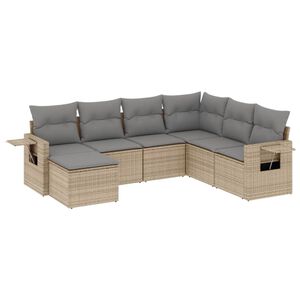 vidaXL sofas&aelig;t til haven 7 dele med hynder polyrattan beige