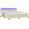 vidaXL Box spring seng med madras med LED Creme 200 x 200 cm Stof